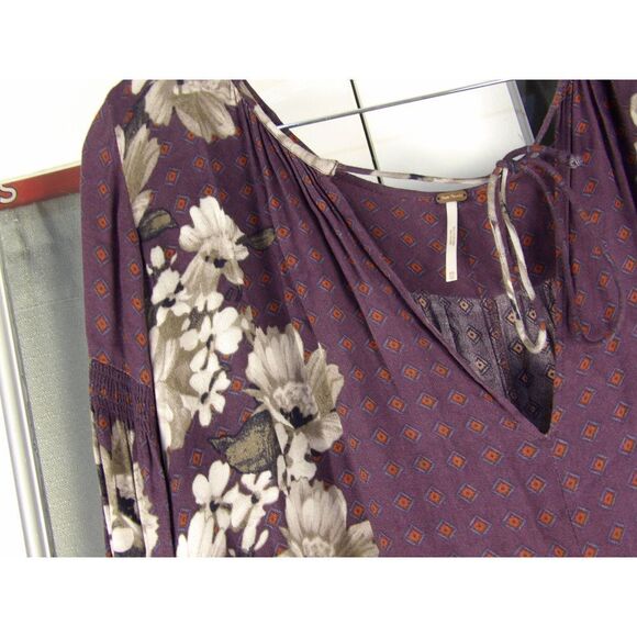 Free People Womens Purple Sunset Boulevard Boho Short Romper XS - Picture 3 of 6
